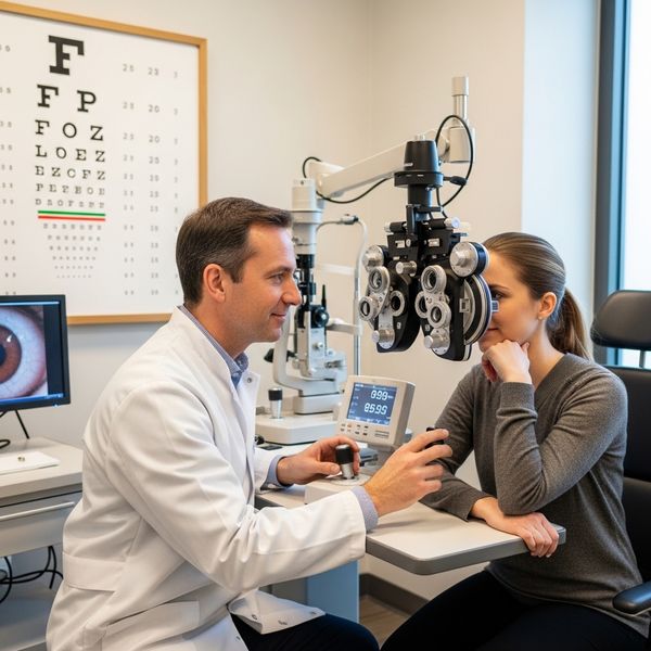 eye doctor with a patient