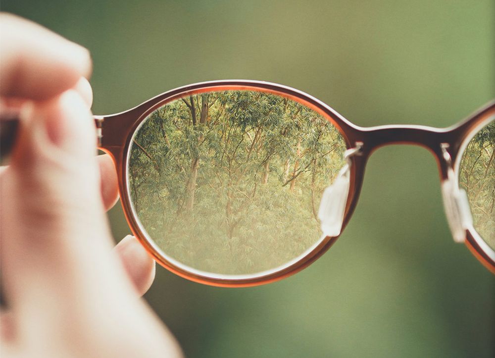 Looking through glasses