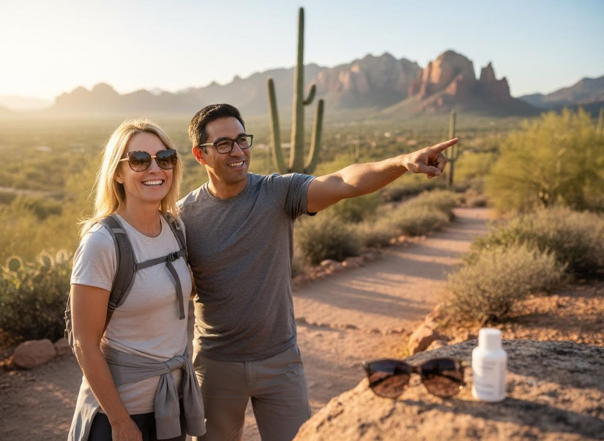 Couple Hiking in Desert with Scenic Views