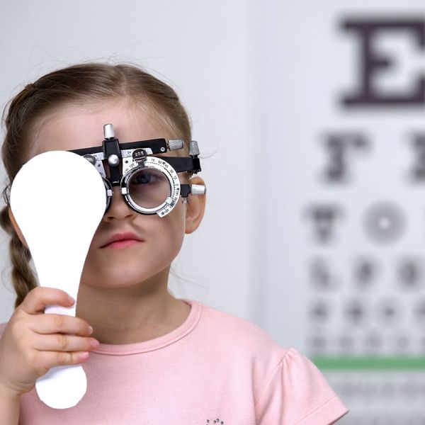 child doing an eye exam