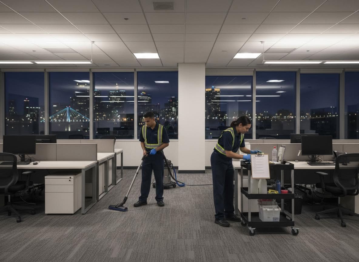 Professional Janitorial Cleaning Services at Night