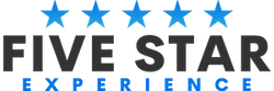 A five-star rating graphic with the words "FIVE STAR EXPERIENCE" below it, signifying excellent customer service.