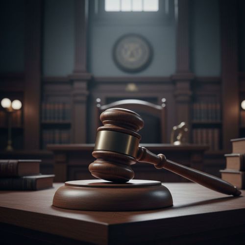 A classic wooden gavel lies on a block, representing the formal court process of litigation.
