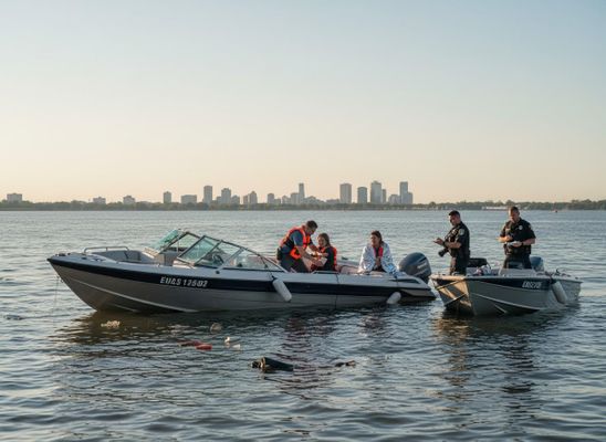 Marine Patrol Assisting Boaters on Lake