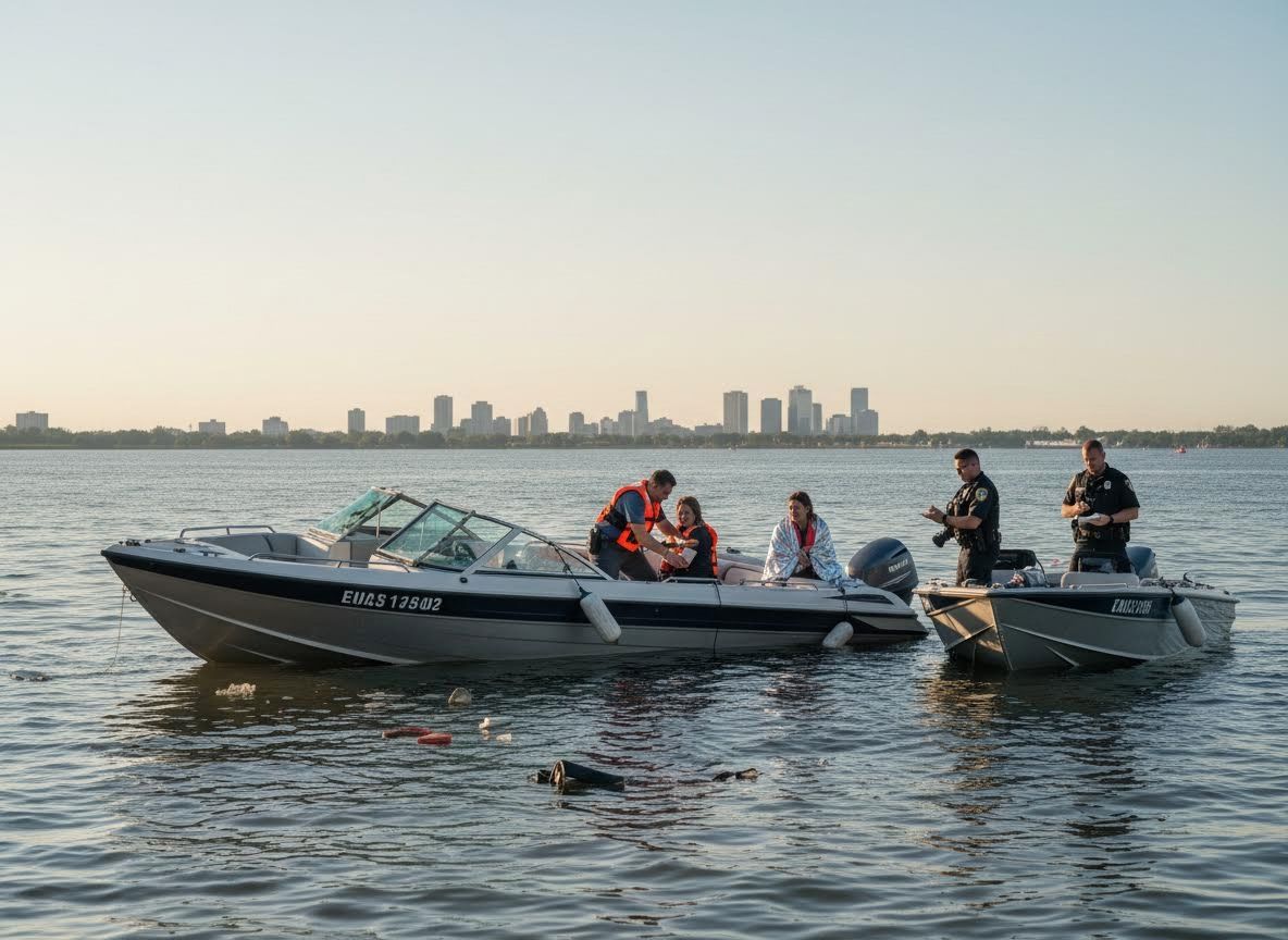 Marine Patrol Assisting Boaters on Lake