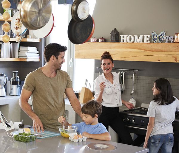 Image of a family in a remodeled kitchen