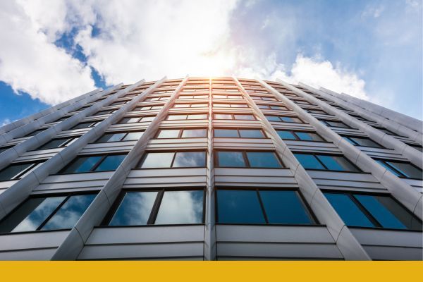 Looking up a building with windows