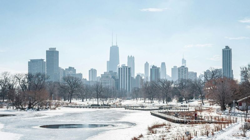 Chicago skyline during the winter