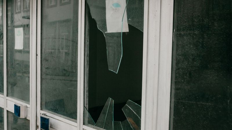 broken storefront window