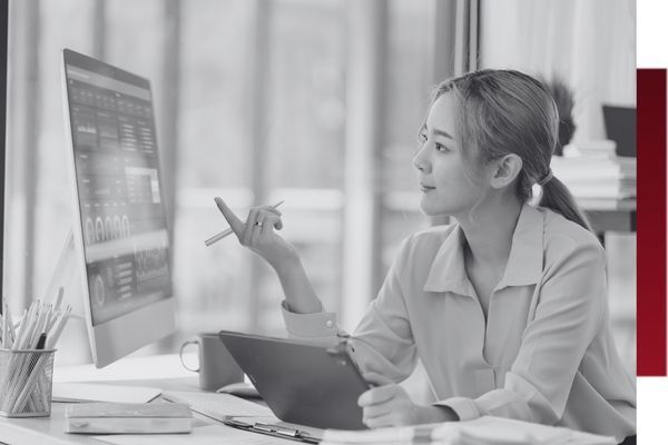 woman using computer