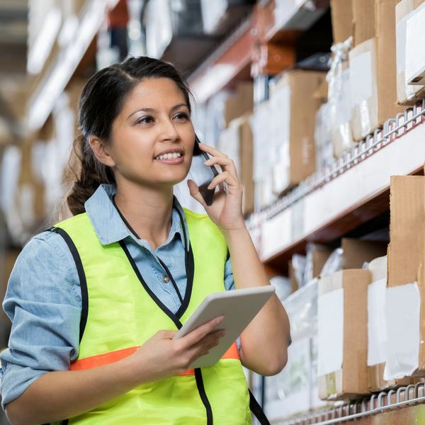 supply chain worker on the phone