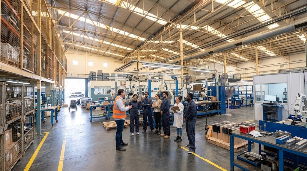 factory workers having a meeting factory workers having a meeting