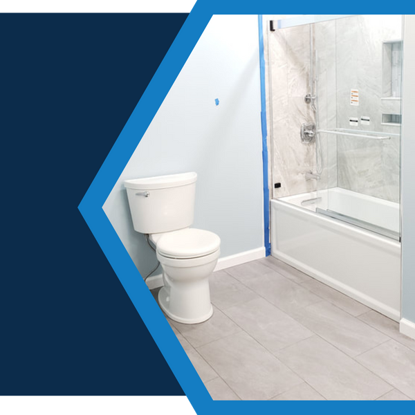 bathroom and shower with blue painters tape around shower bathroom and shower with blue painters tape around shower