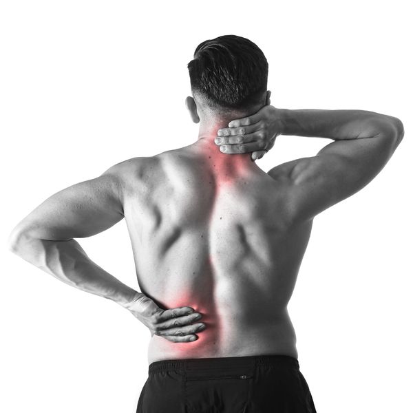 Man with neck and lower back pain