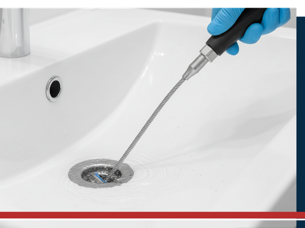 a drain snake being used