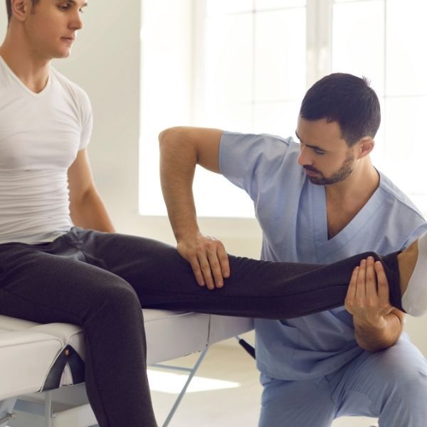 patient completing orthopedic physical therapy.