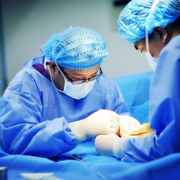 surgeons operating on a patient. 