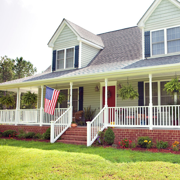 white home with a porch