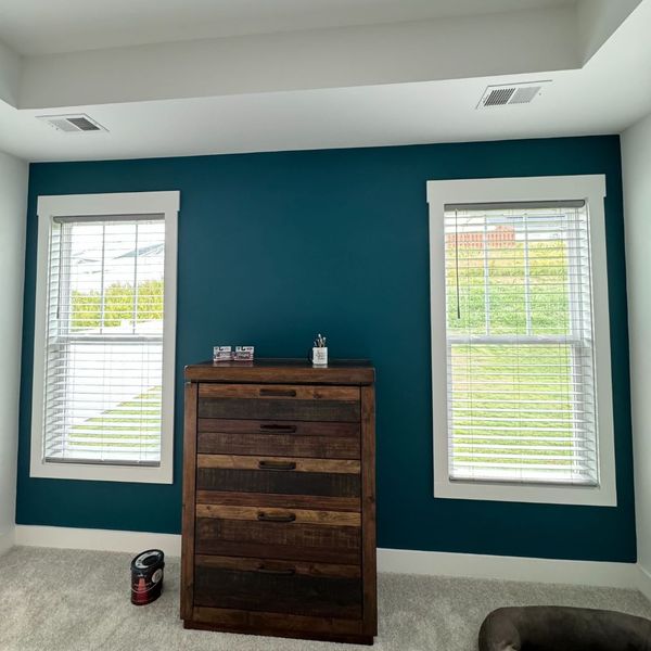 Bedroom wall painted teal