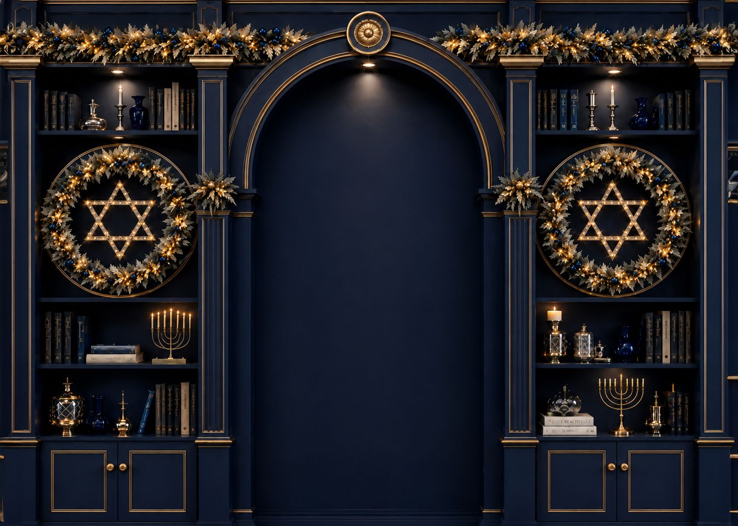 Navy and Gold Festive Library Portrait Session