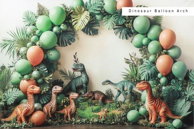 Dinosaur Balloon Arch cake smash background