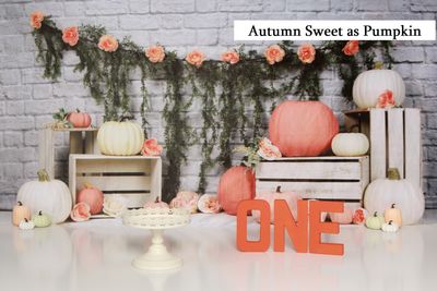autumn sweet as pumpkin pie cake smash background