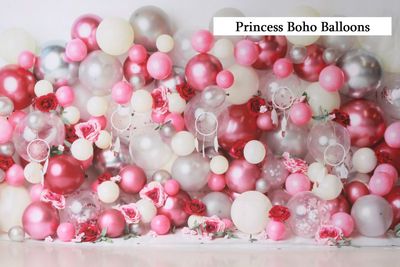 princess boho balloons cake smash background