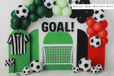 Soccer Goal Balloon Arch cake smash background