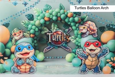 Turtles Balloon Arch cake smash background