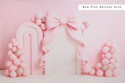 Bow Pink Balloon Arch cake smash background