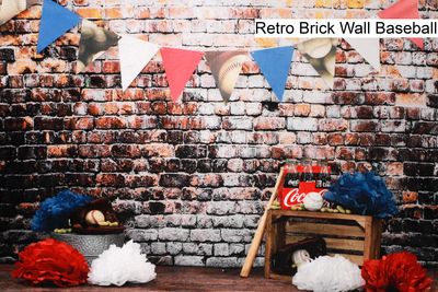 Retro Brick Wall Baseball cake smash background