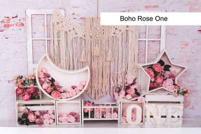 Boho Rose One cake smash background