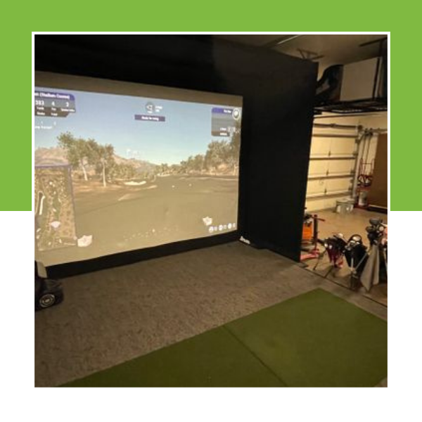 home golf simulator in garage