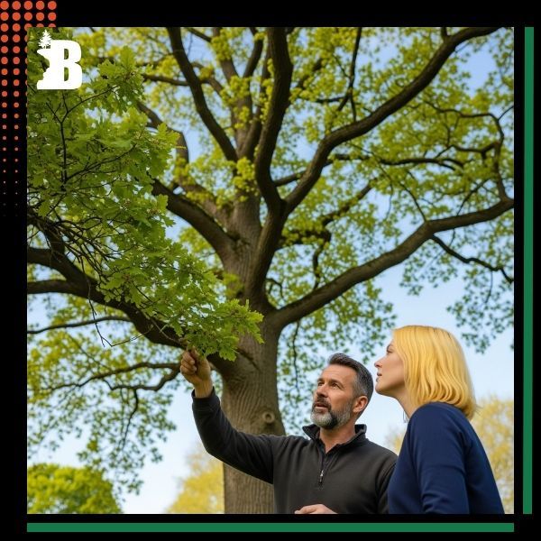arborist speaking with client arborist speaking with client