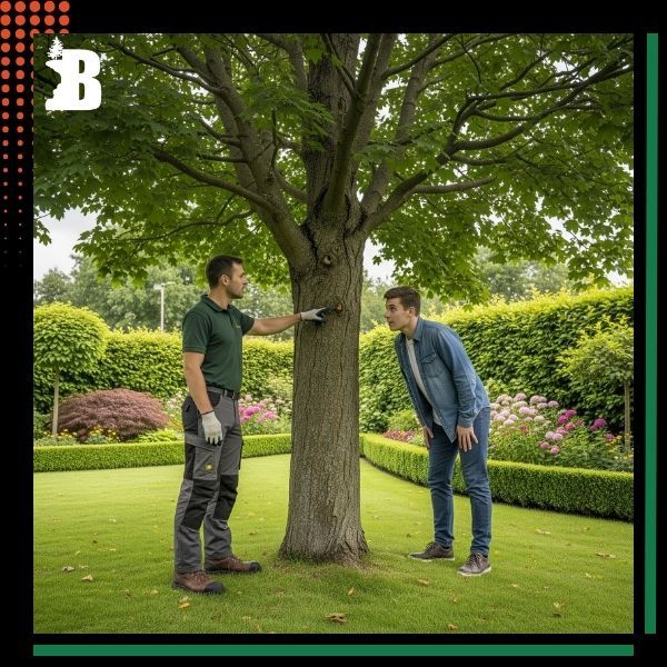 arborist with client arborist with client