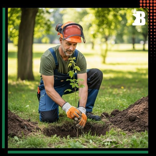 arborist with sapling