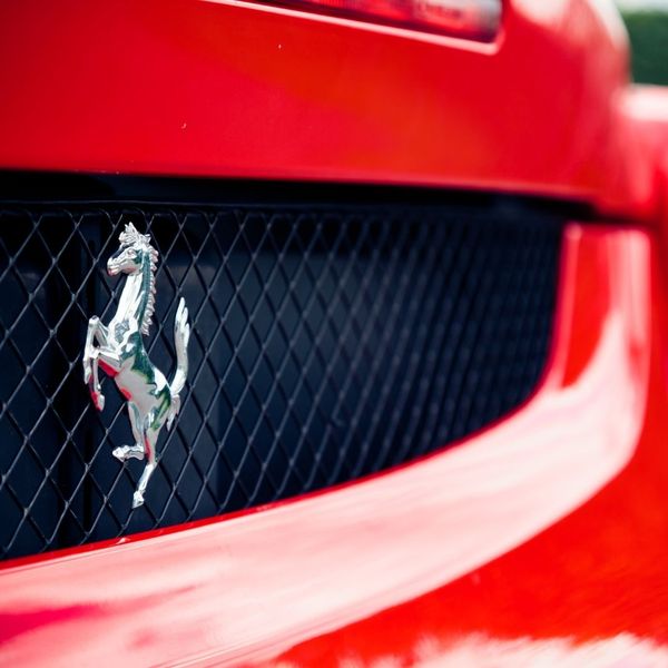 close up of a red Ferrari