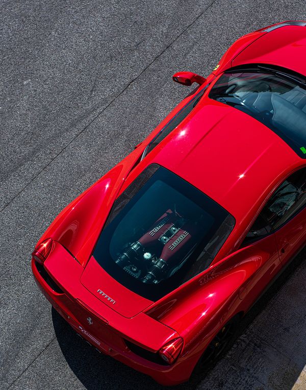 Overhead image of a Ferrari