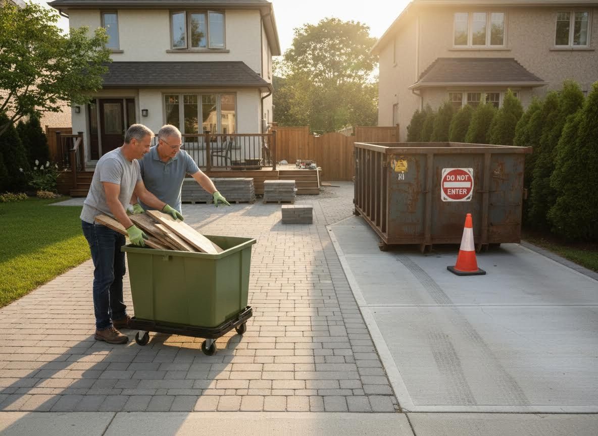 Men working on home renovation cleanup