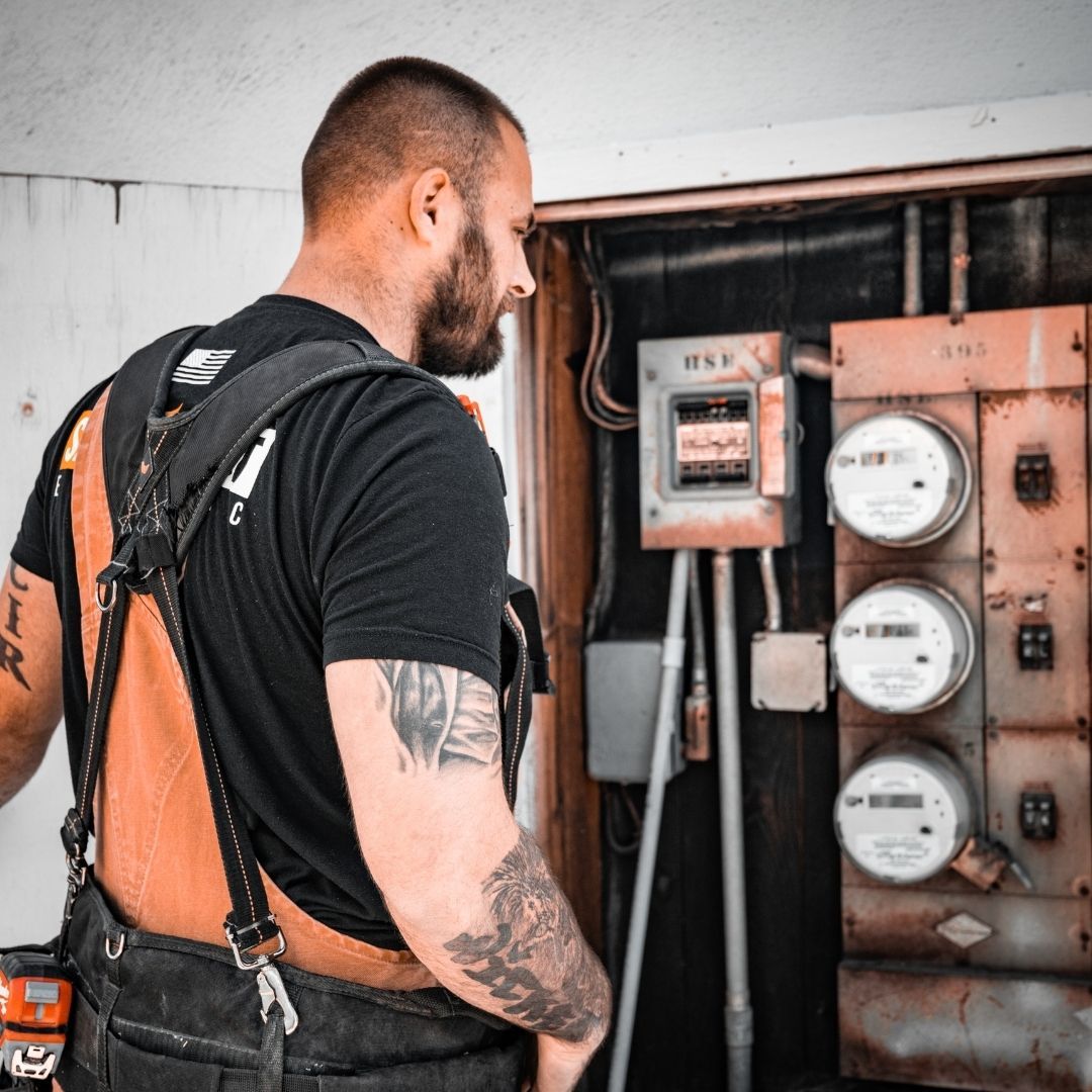 electrician working on a building