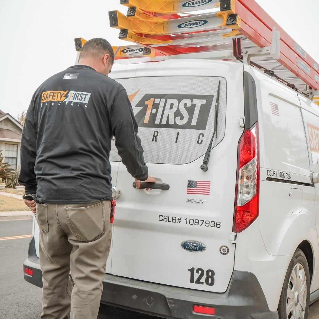 safety first electrician opening service van 