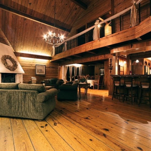 A lit up cabin home
