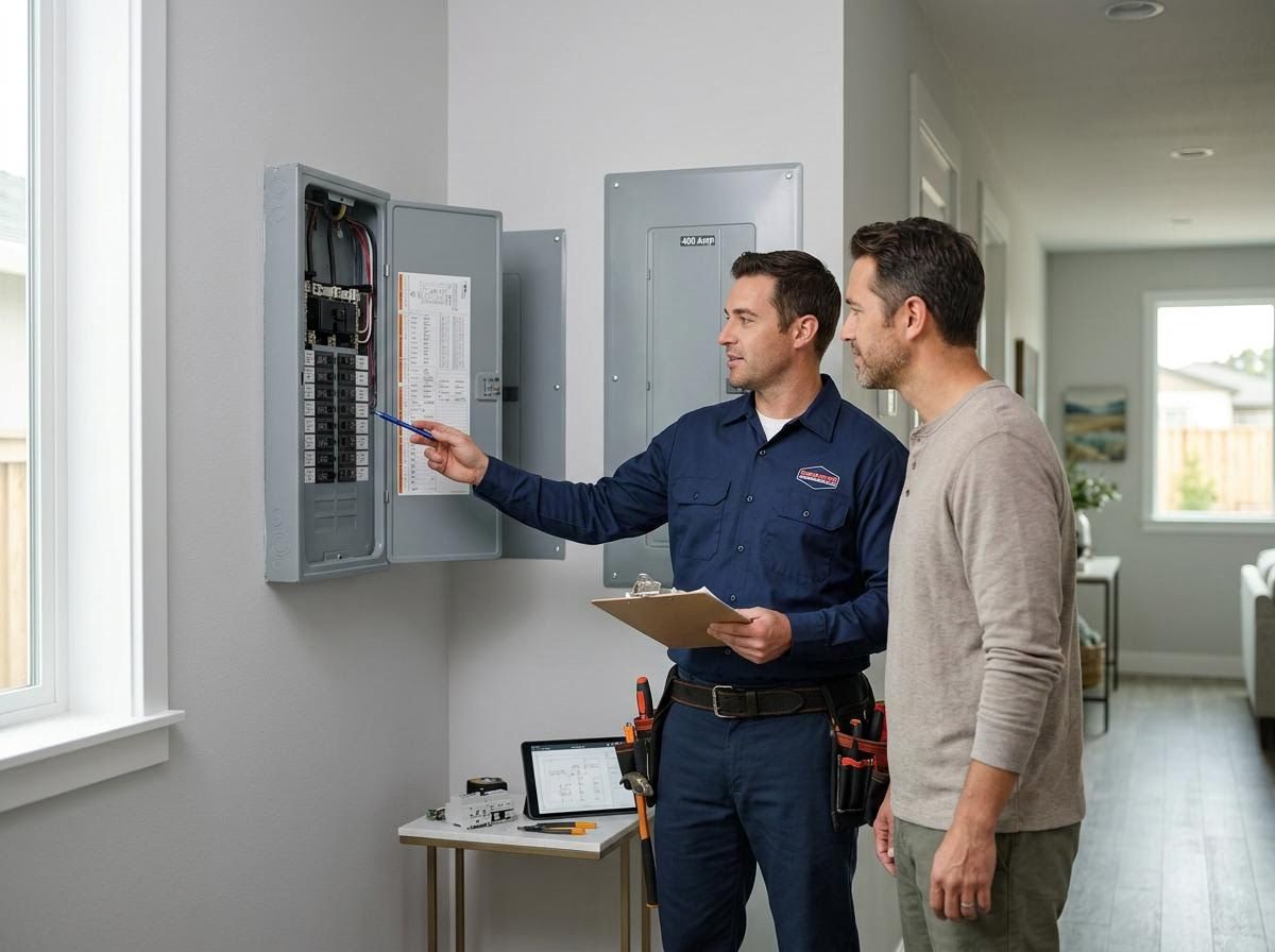 Electrician Explains Electrical Panel to Homeowner