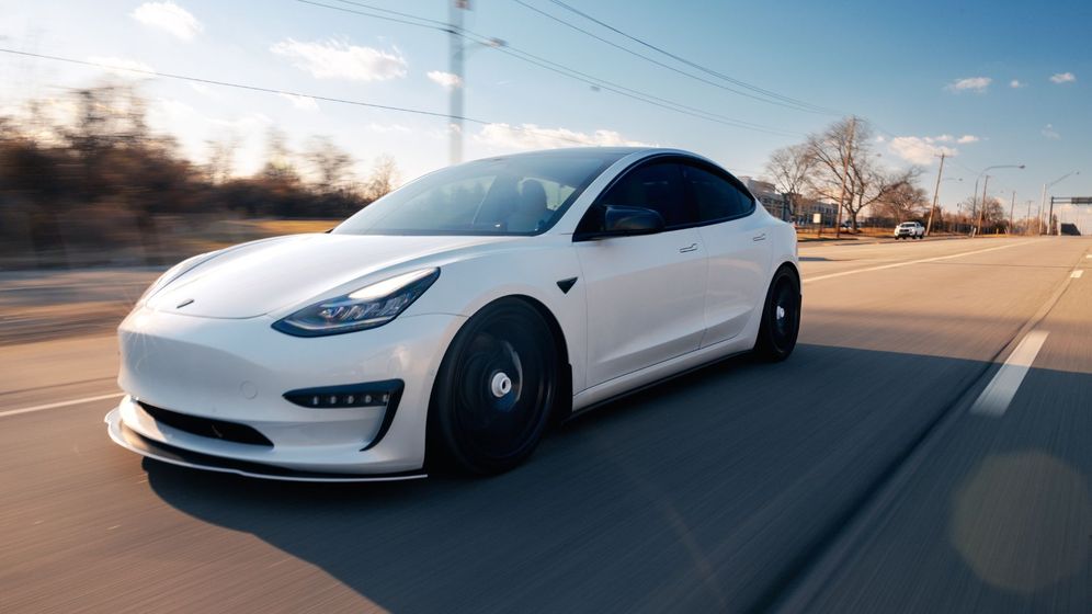 electric car on road