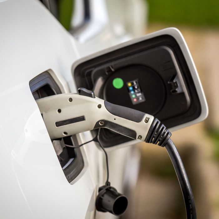 white electric car charger