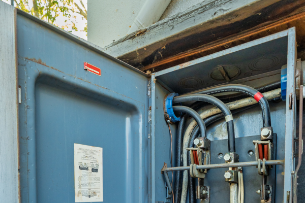 Old electrical circuit breaker box.