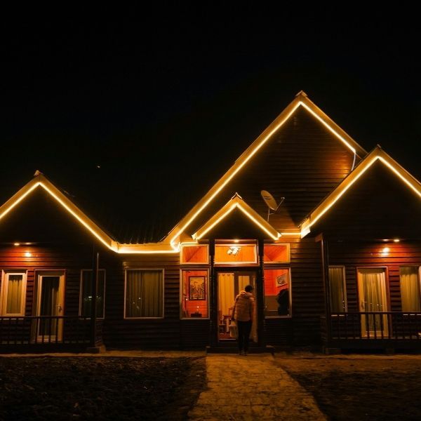 Home with lights on