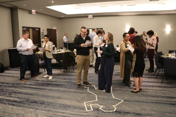 Guests playing clue-based activity