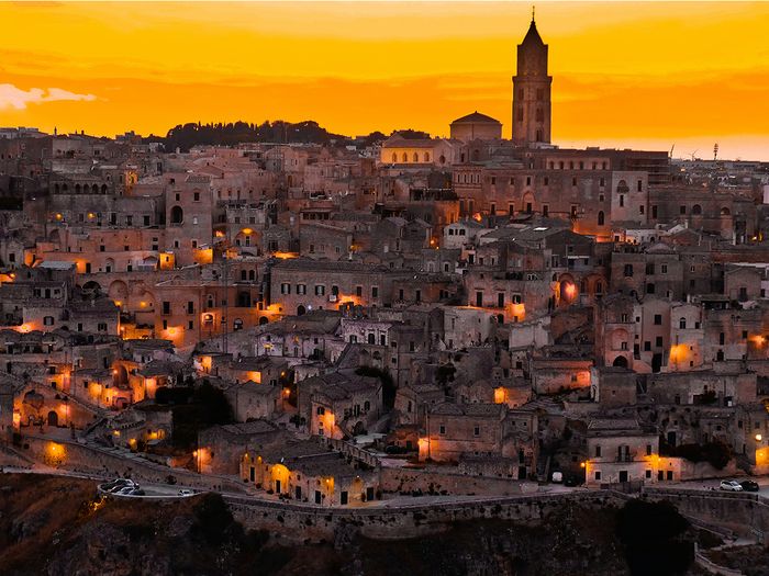 A photo of Matera, Italy at sunset.
