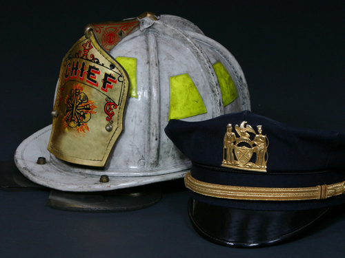 Police cap and Fireman Helmet